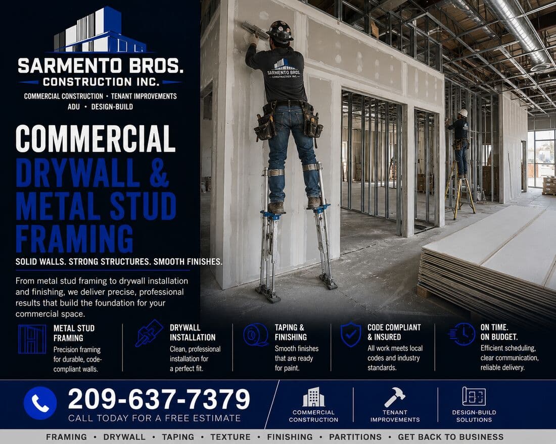 Commercial Drywall — Sarmento Bros. Construction Inc. service overview