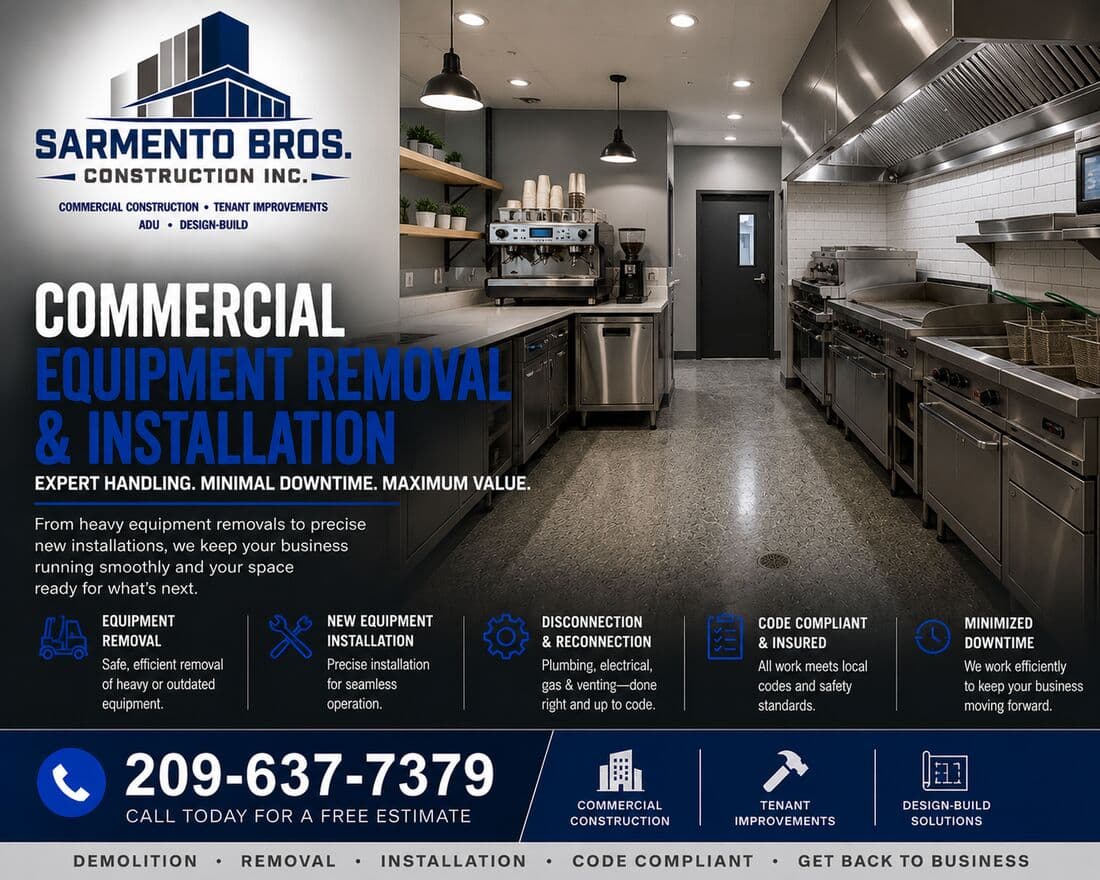 Restaurant Remodeling — Sarmento Bros. Construction Inc. service overview