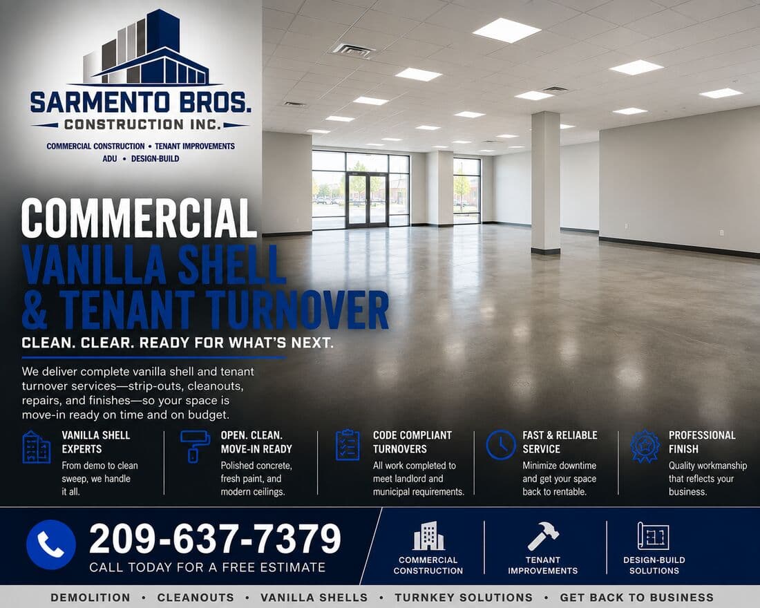 Commercial Tenant Improvements — Sarmento Bros. Construction Inc. service overview