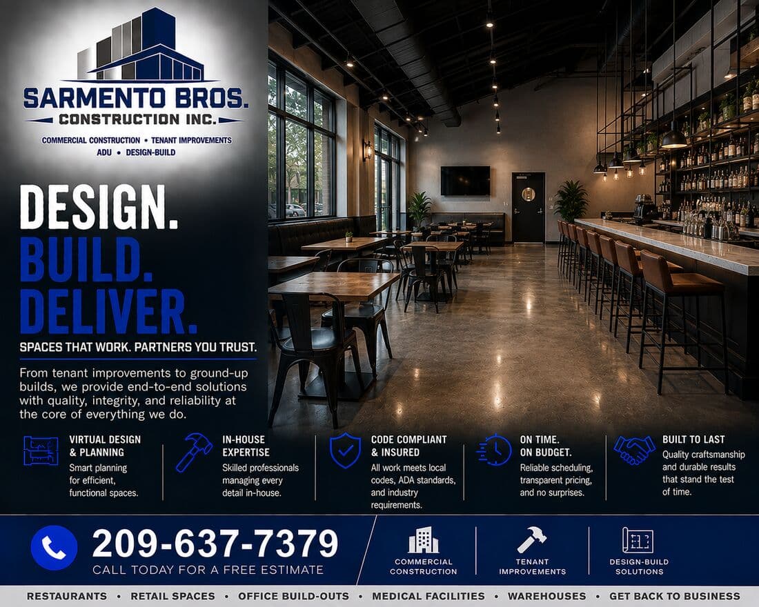 Restaurant Construction — Sarmento Bros. Construction Inc. service overview