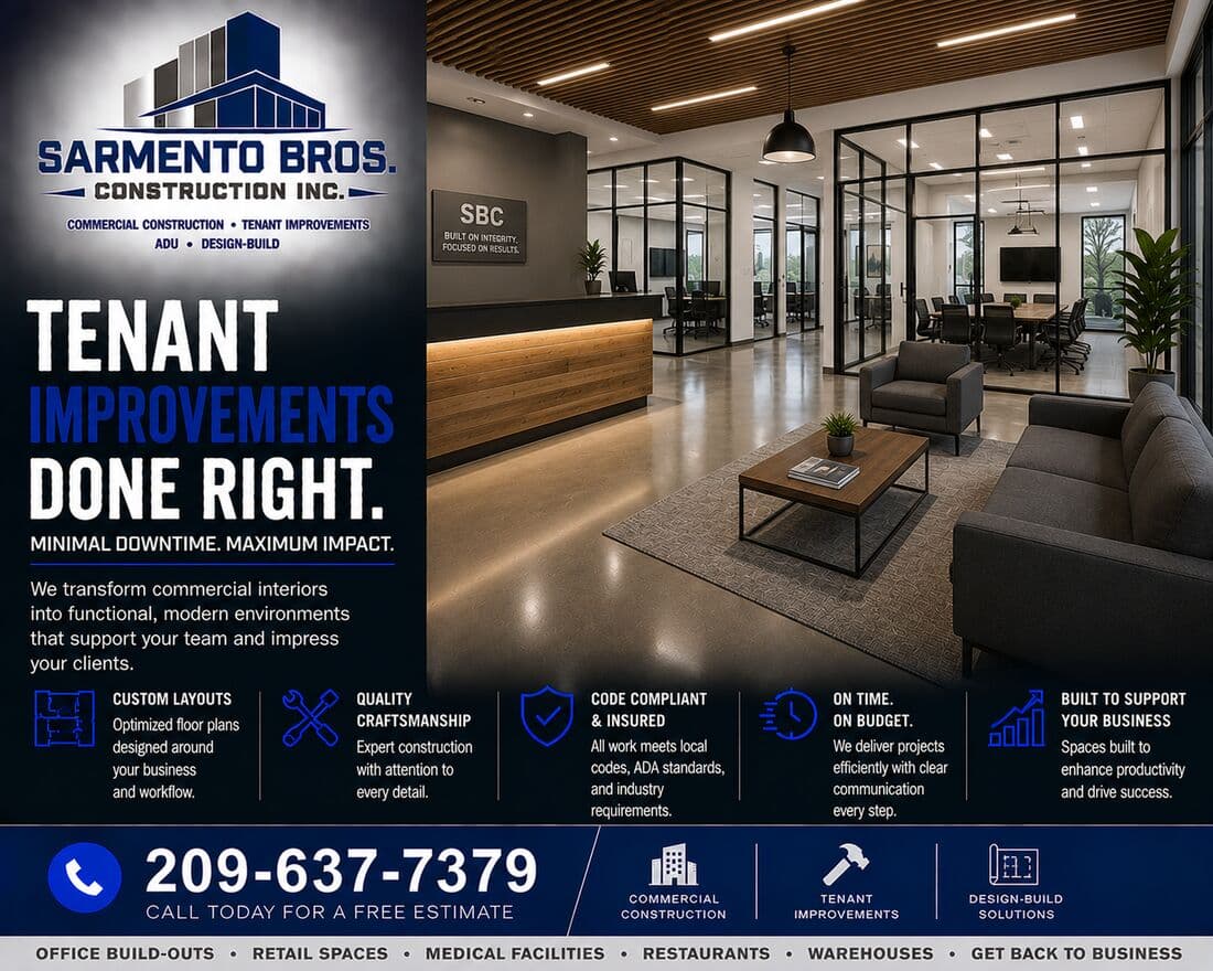 Commercial Tenant Improvements — Sarmento Bros. Construction Inc. service overview