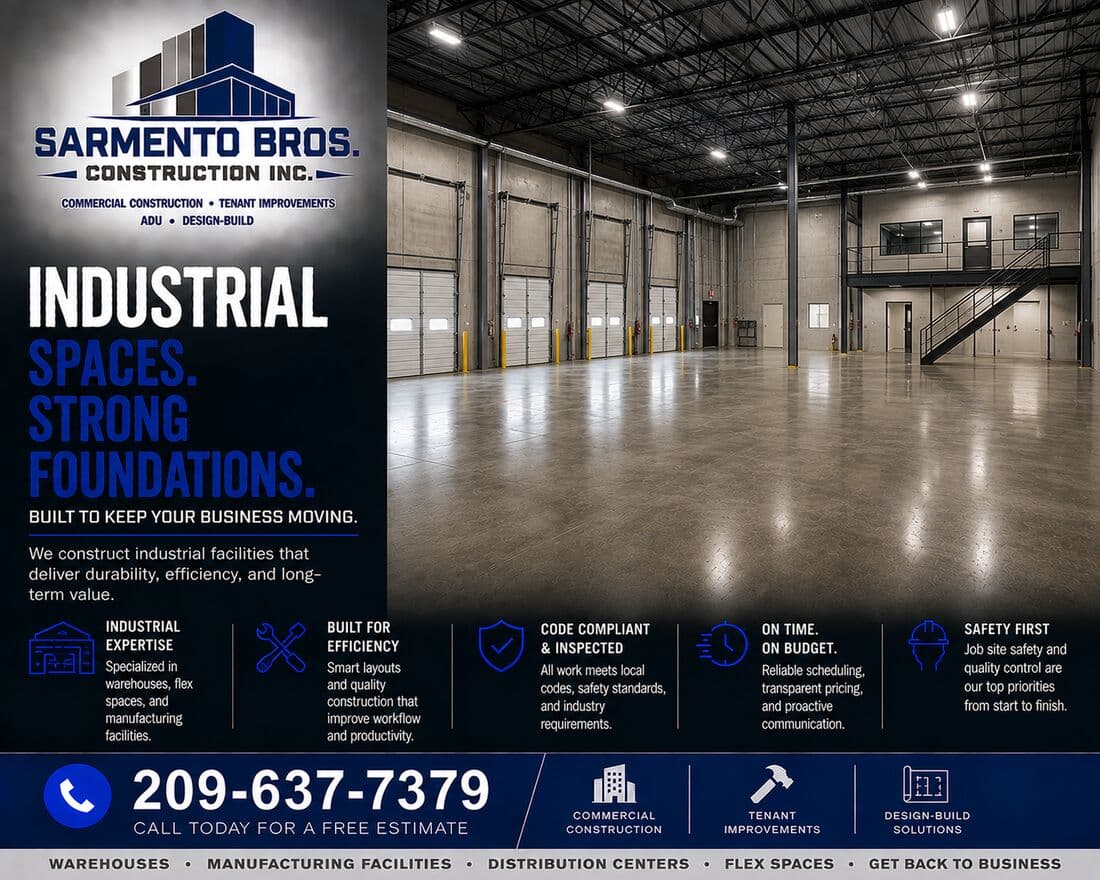 Industrial Construction — Sarmento Bros. Construction Inc. service overview