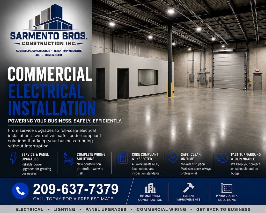 Commercial Electrical — Sarmento Bros. Construction Inc. service overview