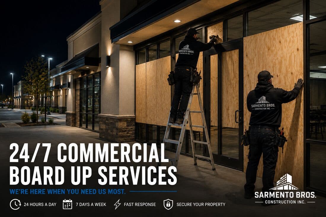 24-Hour Emergency Commercial Services — Sarmento Bros. Construction Inc. service overview